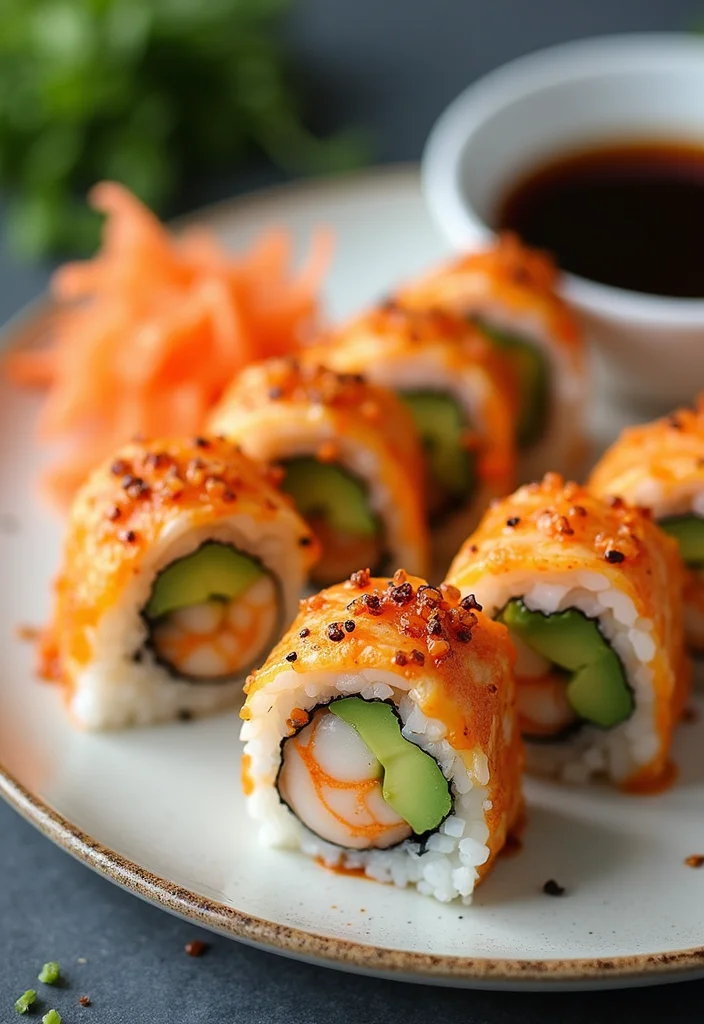 12 Asian Healthy Recipes Full of Fresh Bright Flavor - 2. Spicy Shrimp and Avocado Sushi Rolls