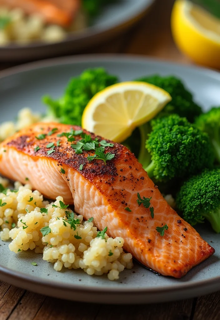 12 Clean Dinner Recipes Made with Whole Ingredients - 5. Baked Salmon with Broccoli and Quinoa