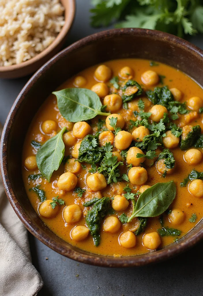 12 Clean Dinner Recipes Made with Whole Ingredients - 6. Chickpea and Spinach Curry