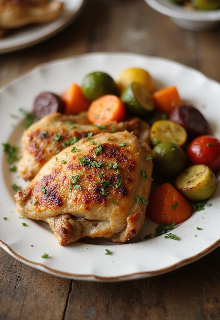 12 Clean Dinner Recipes Made with Whole Ingredients - 7. Garlic Herb Roasted Chicken Thighs