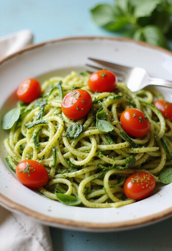 12 Easy Dinner Recipes Ready in Under 30 Minutes - 10. Pesto Zucchini Noodles