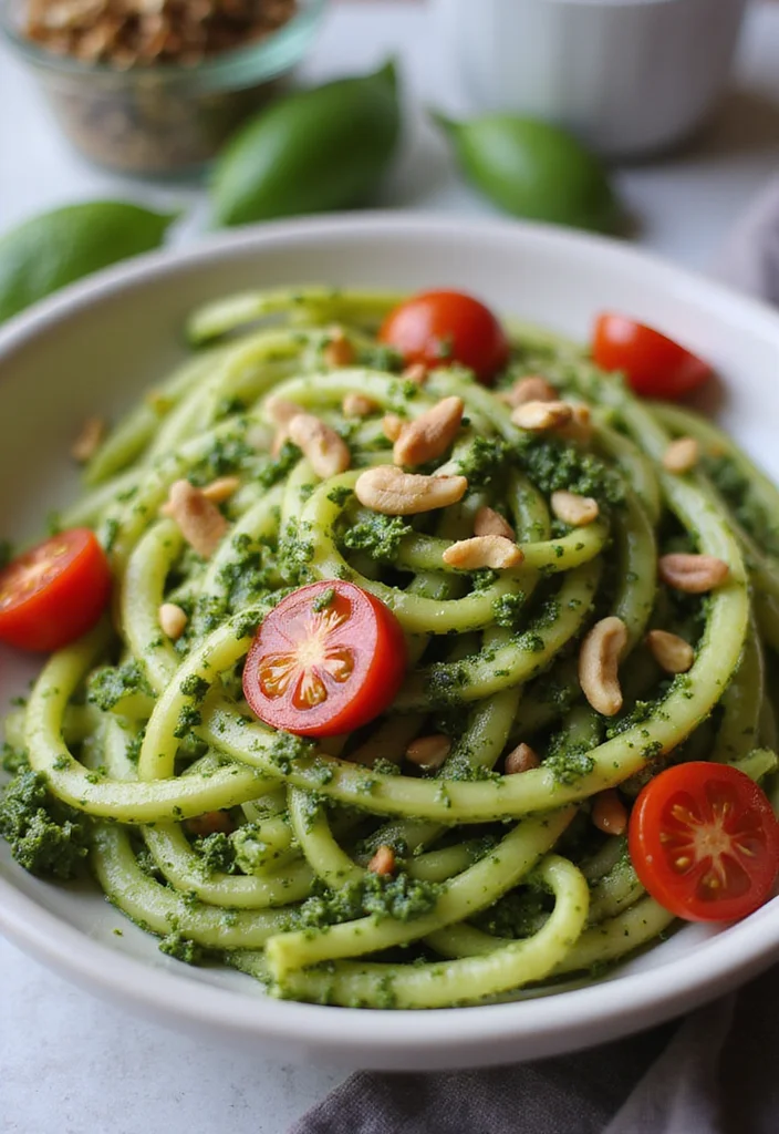 12 Easy Vegan Recipes for Quick Everyday Cooking - 7. Zucchini Noodles with Pesto