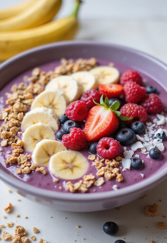 12 Healthy Banana Recipes for Breakfast and Snacks - 7. Banana Berry Smoothie Bowl