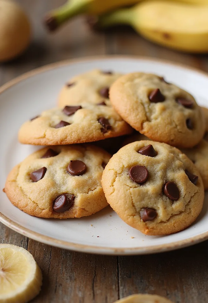 12 Healthy Banana Recipes for Breakfast and Snacks - 8. Banana Chocolate Chip Cookies