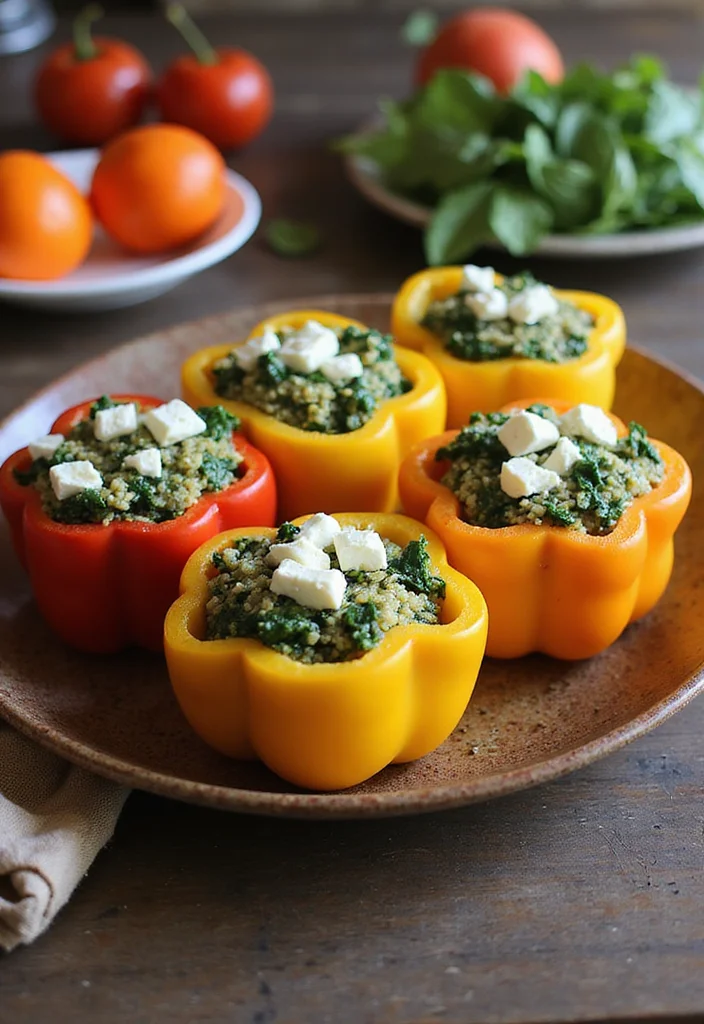 12 Healthy Crock Pot Recipes for Effortless Dinners - 4. Spinach and Feta Stuffed Peppers