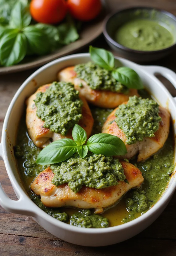 12 Keto Chicken Recipes for Easy Weeknight Dinners - 9. Baked Pesto Chicken Thighs