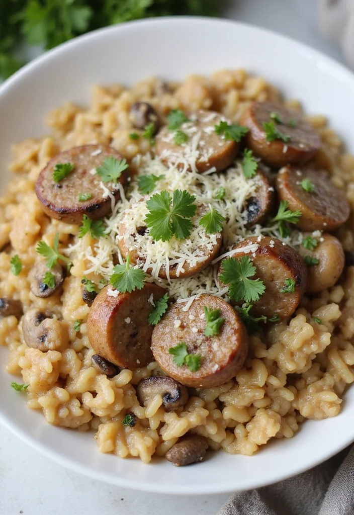 12 Keto Sausage Recipes for Fast Savory Meals - 9. Sausage and Mushroom Risotto (Cauliflower)