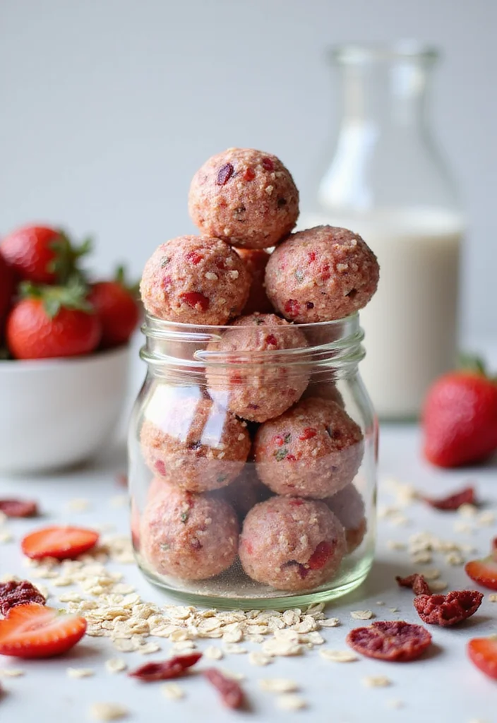 12 Strawberry Dessert Recipes Bursting with Fresh Flavor - 10. Strawberry Energy Bites