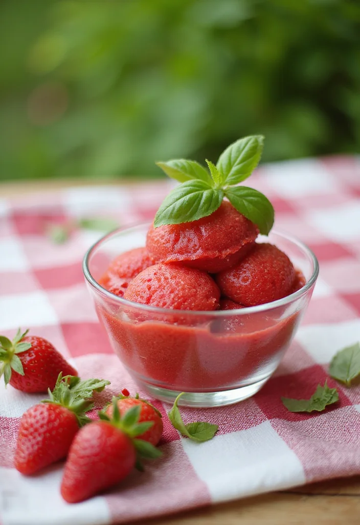 12 Strawberry Dessert Recipes Bursting with Fresh Flavor - 11. Strawberry Basil Sorbet