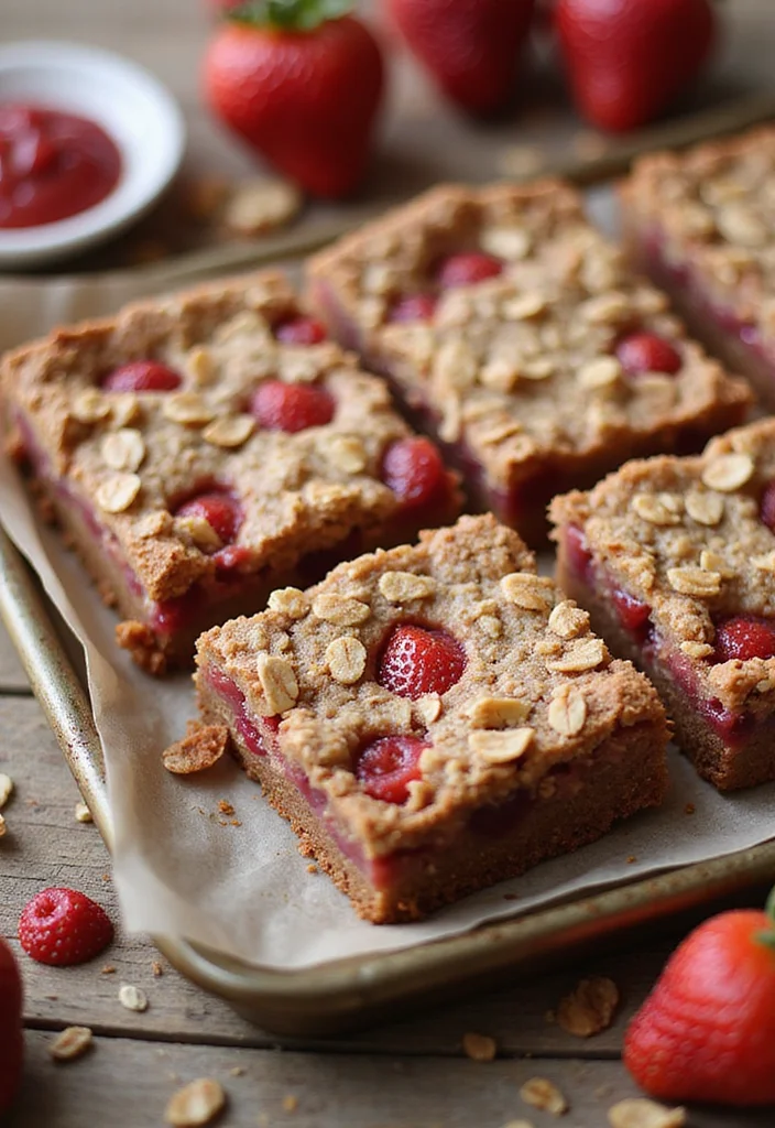 12 Strawberry Dessert Recipes Bursting with Fresh Flavor - 3. Strawberry Oatmeal Bars
