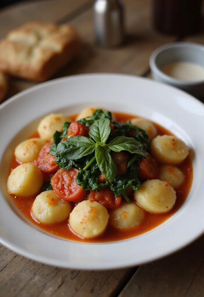 12 Vegan Potato Recipes for Comforting Everyday Dishes - 6. Potato Gnocchi with Spinach and Tomato Sauce