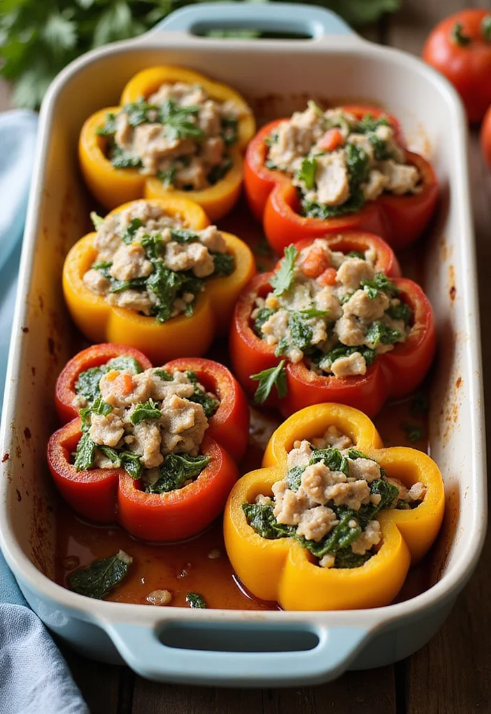 15 Healthy Dinner Ideas for Quick Weeknight Meals - 6. Turkey and Spinach Stuffed Peppers